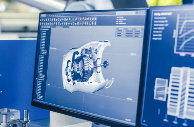 Foto de una pantalla de ordenador, que muestra un programa de arquitectura trabajando
