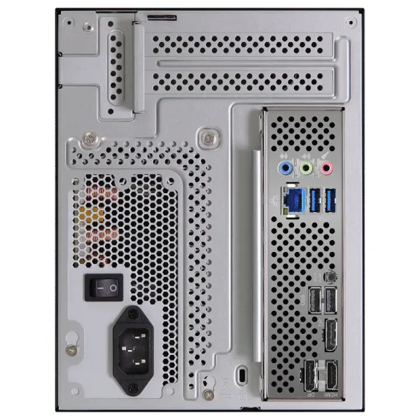 Mini PC BlackRock Atom Trasera de un mini ordenador atom amd ryzen en SNT